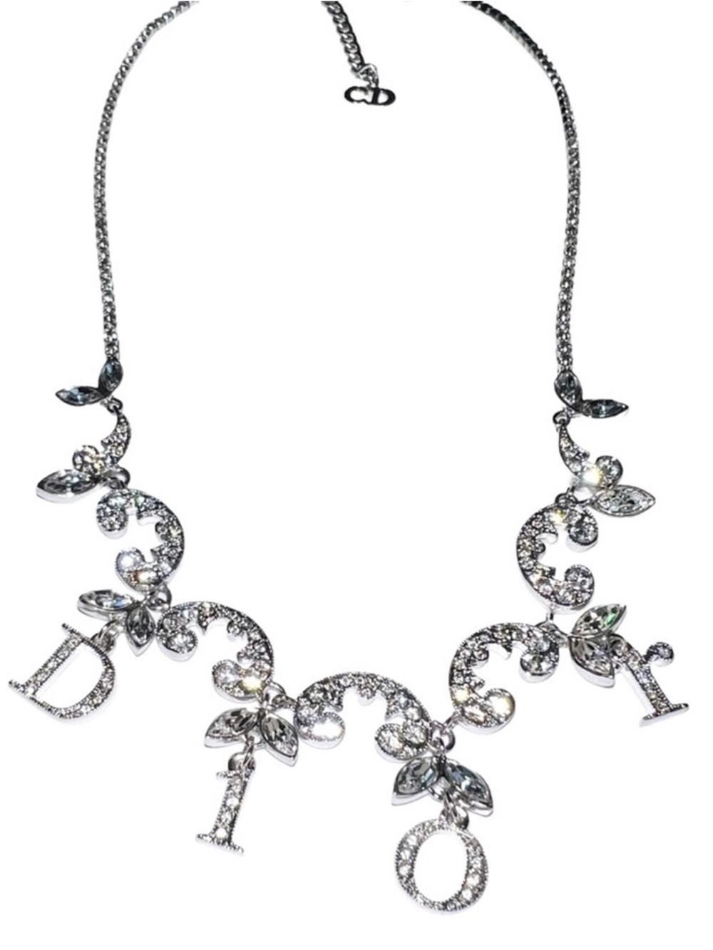 🔥100% Authentic Christian Dior Silver Crystal Dangling Letter Charm Necklace🔥 - Picture 4 of 12